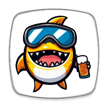 Poisson Piranha Bière d’après-ski - Magnet carré - blanc - Devant