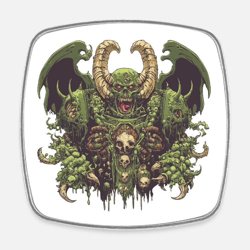 Nurgle-Logo - Viereckiger Kühlschrankmagnet - Weiß