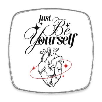 Just Be Yourself – Heart & Lettering - Square fridge magnet - white - Front