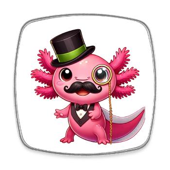 Sir Axolotl - Viereckiger Kühlschrankmagnet - Weiß - Vorne