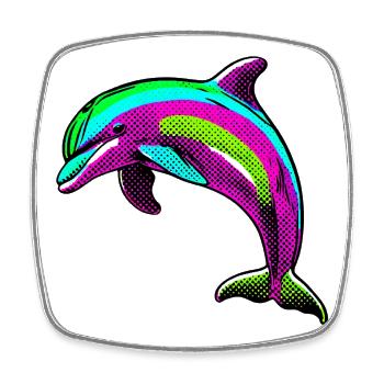 Delfin - Viereckiger Kühlschrankmagnet - Weiß - Vorne