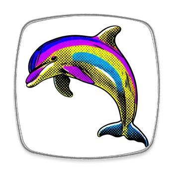 Delfin - Viereckiger Kühlschrankmagnet - Weiß - Vorne