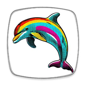 Dolphin - Square fridge magnet - white - Front