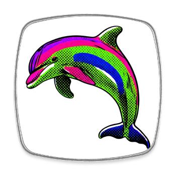 Delfin - Viereckiger Kühlschrankmagnet - Weiß - Vorne