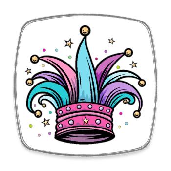 Fool's Cap Fool's Cap for Carnival and Carnival - Square fridge magnet - white - Front