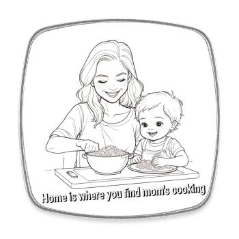 Home is where you find mom's food - Square fridge magnet - white - Front