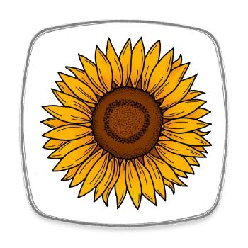 Sonnenblume - Viereckiger Kühlschrankmagnet - Weiß - Vorne