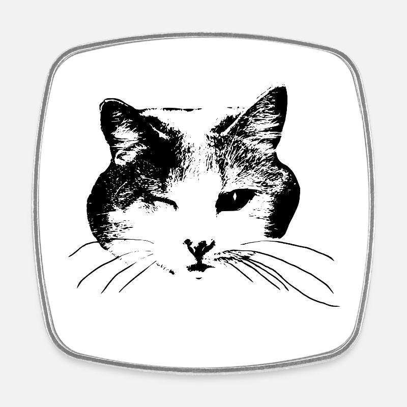 Kitty wink - Square fridge magnet - white