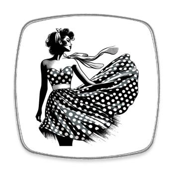 Rockabilly Frau Sommerkleid Kleid Wind Geschenk - Viereckiger Kühlschrankmagnet - Weiß - Vorne