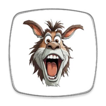 Screaming Donkey Cartoon - Square fridge magnet - white - Front