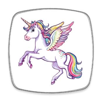 Licorne Ailes Arc-en-ciel - Magnet carré - blanc - Devant