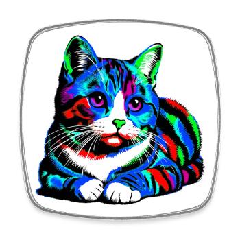 Cat - Square fridge magnet - white - Front