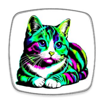 Cat - Square fridge magnet - white - Front