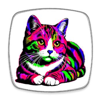 Cat - Square fridge magnet - white - Front