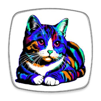Katze - Viereckiger Kühlschrankmagnet - Weiß - Vorne