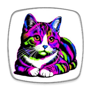 Cat - Square fridge magnet - white - Front