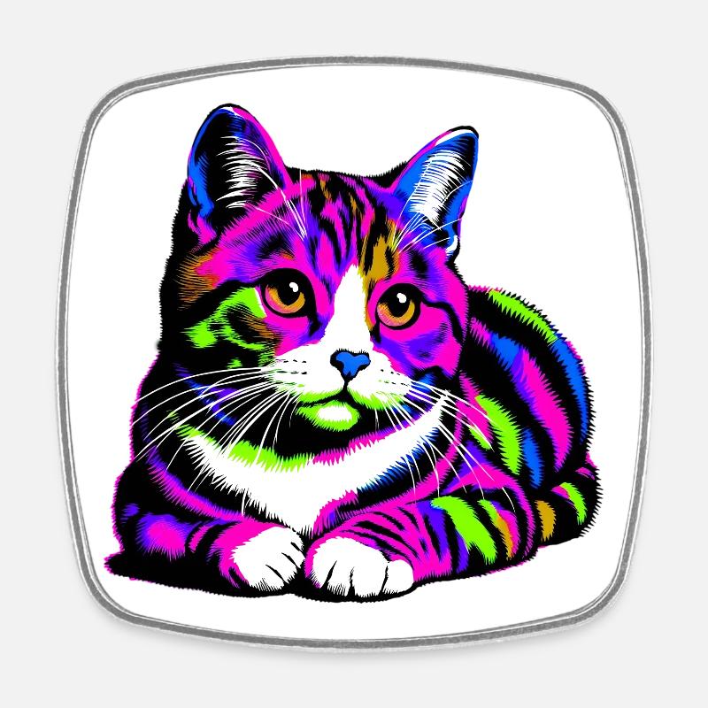 Katze - Viereckiger Kühlschrankmagnet - Weiß