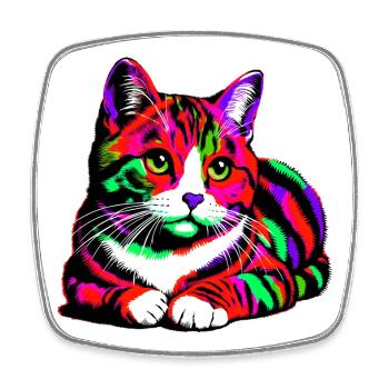 Katze - Viereckiger Kühlschrankmagnet - Weiß - Vorne