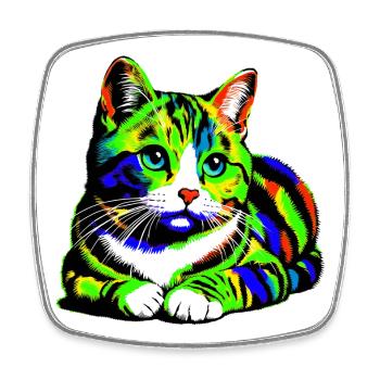 Cat - Square fridge magnet - white - Front
