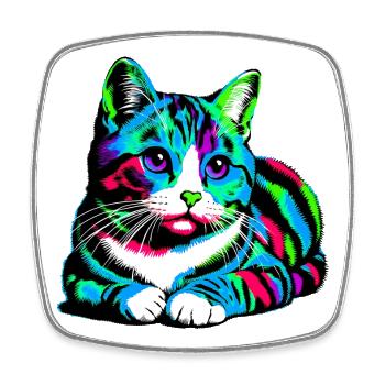 Katze - Viereckiger Kühlschrankmagnet - Weiß - Vorne
