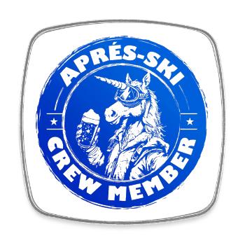 Dire de l’équipe d’après-ski Unicorn - Magnet carré - blanc - Devant