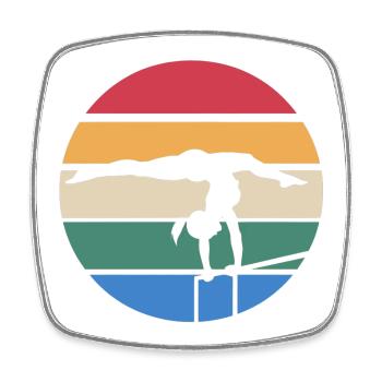 Sunset Silhouette on Balance Beam - Square fridge magnet - white - Front