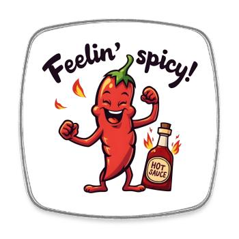 Feelin' Spicy Pepper - Viereckiger Kühlschrankmagnet - Weiß - Vorne