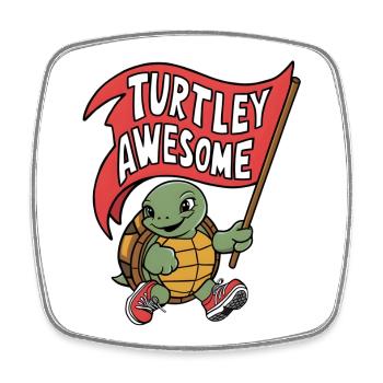 Turtley Génial Drapeau Tortue - Magnet carré - blanc - Devant
