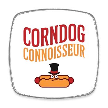 Corndog Connoisseur - Square fridge magnet - white - Front