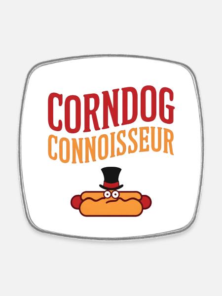 Corndog Connoisseur - Square fridge magnet - white