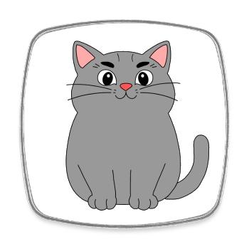 Gray Cat - Square fridge magnet - white - Front