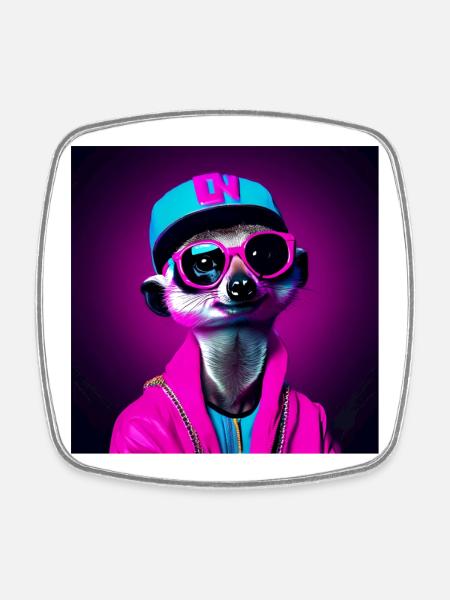 suricate, suricate humour, suricate rigolo - Magnet carré - blanc