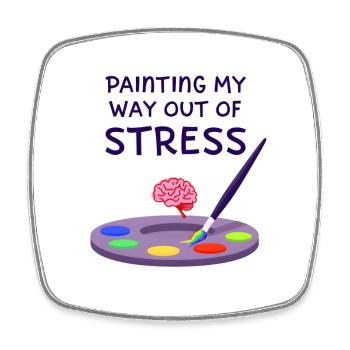 Painting My Way Out of Stress - Square fridge magnet - white - Front