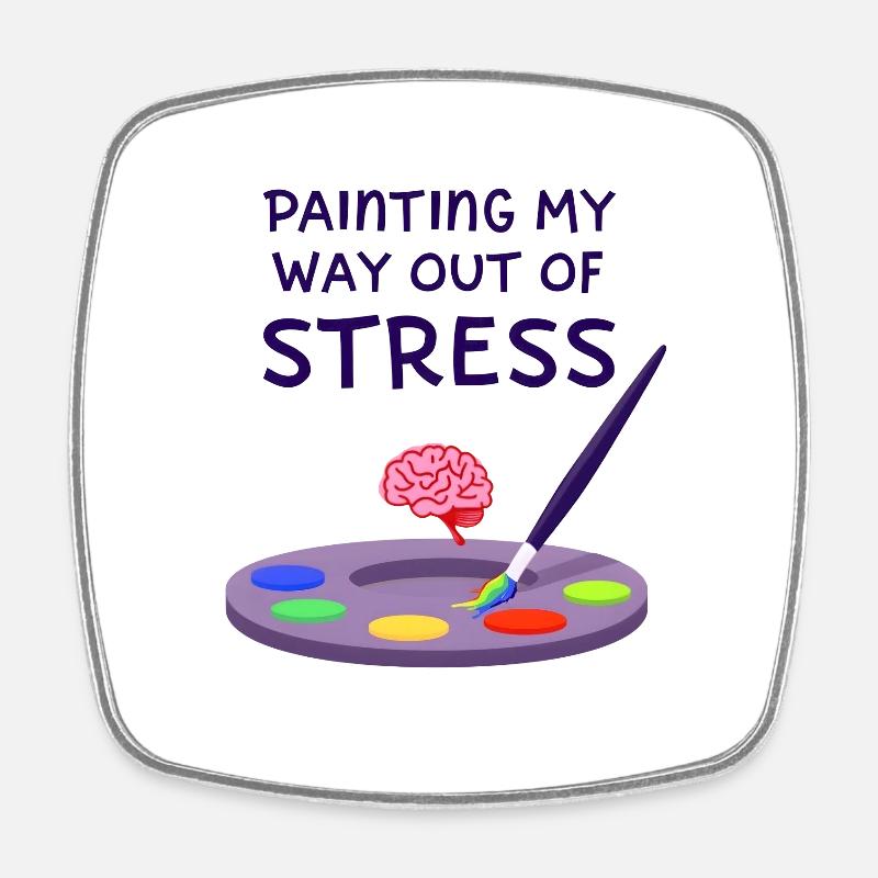 Peindre pour sortir du stress - Magnet carré - blanc