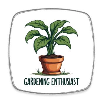 Gardening Enthusiast - Square fridge magnet - white - Front