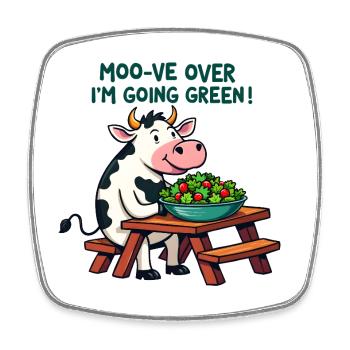 Moo-ve Over, I'm Going Green! - Square fridge magnet - white - Front