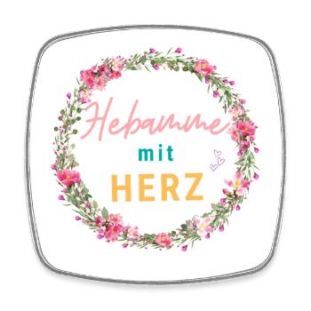 Hebamme mit Herz - personalisierbares Design - Viereckiger Kühlschrankmagnet - Weiß - Vorne