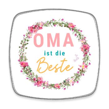 Oma ist die Beste! Wildblumen, personalisierbar - Viereckiger Kühlschrankmagnet - Weiß - Vorne