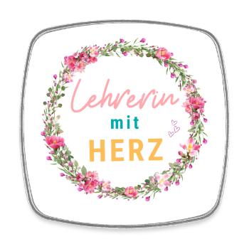 Lehrerin mit Herz! Personalisierbares Design - Viereckiger Kühlschrankmagnet - Weiß - Vorne