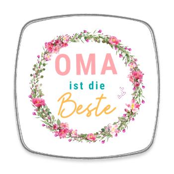Oma ist die Beste! Floral, personalisierbar - Viereckiger Kühlschrankmagnet - Weiß - Vorne