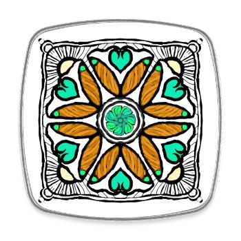 Pop art flower with hearts - Square fridge magnet - white - Front
