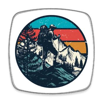 Hikers at Sunset Ridge - Square fridge magnet - white - Front