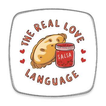 Pupusas - The Real Love Language - Viereckiger Kühlschrankmagnet - Weiß - Vorne