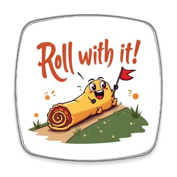 Roll With It Egg Roll - Viereckiger Kühlschrankmagnet - Weiß - Vorne