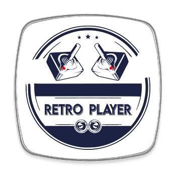 Retro-Spieler - Viereckiger Kühlschrankmagnet - Weiß - Vorne
