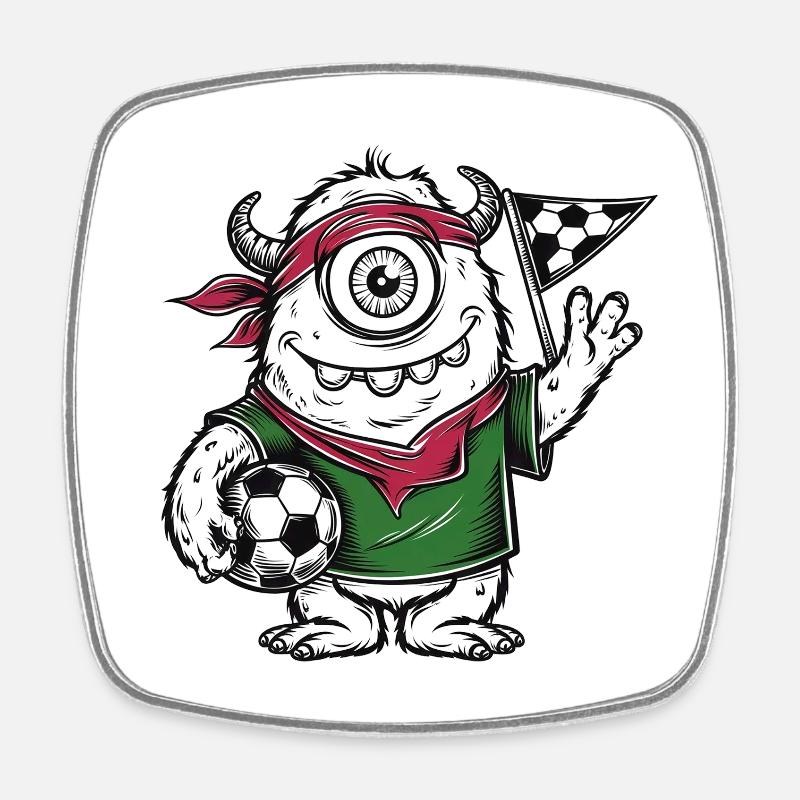 3 MonsterFussball - Viereckiger Kühlschrankmagnet - Weiß