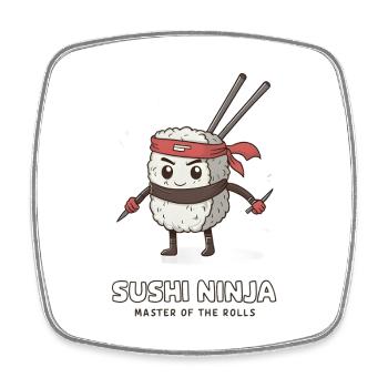 Sushi Ninja - Master of the Rolls - Viereckiger Kühlschrankmagnet - Weiß - Vorne