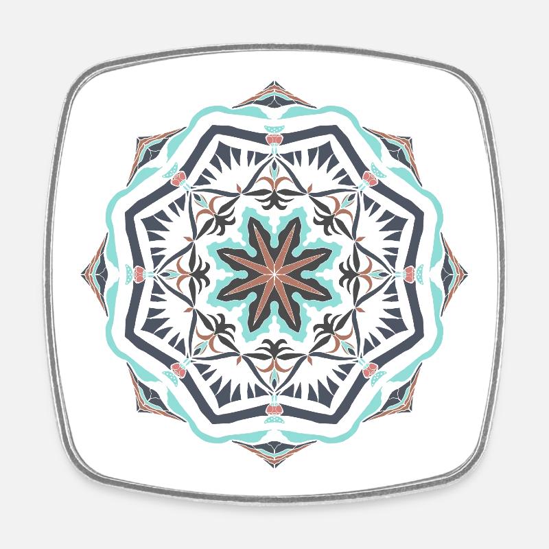 Seestern Mandala - Viereckiger Kühlschrankmagnet - Weiß