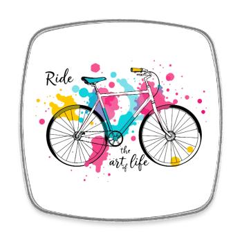 Ride the Art of Life Vibrant Watercolor Bicycle - Square fridge magnet - white - Front