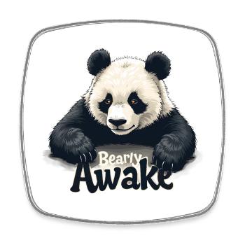 Bearly Awake - Square fridge magnet - white - Front